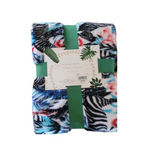 Tropical Paradise Foliage - Zebras Throw Blanket 50"x 60" 