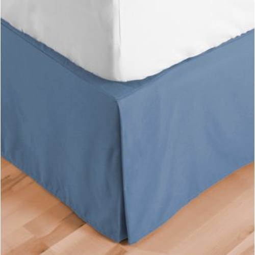 Wrap-Around Wonderskirt Twin Size Wrinkle Resistant Bed Skirt, 15" Drop, Blue