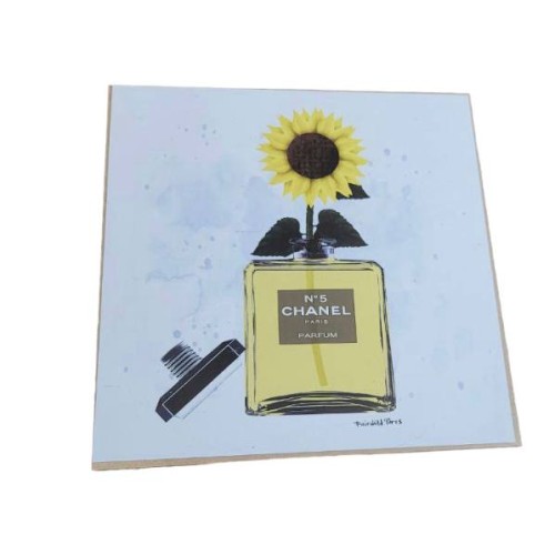 Fairchild Paris Chanel Bottle Sunflower Hanging Plaque