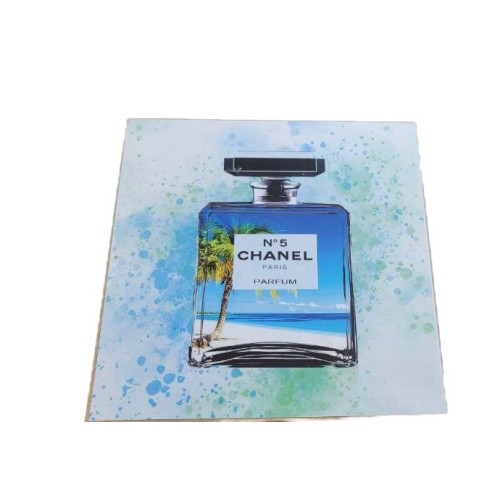 FASHION GLAM PERFUME BOTTLE BEACH SCENE - 14"x14" Canvas