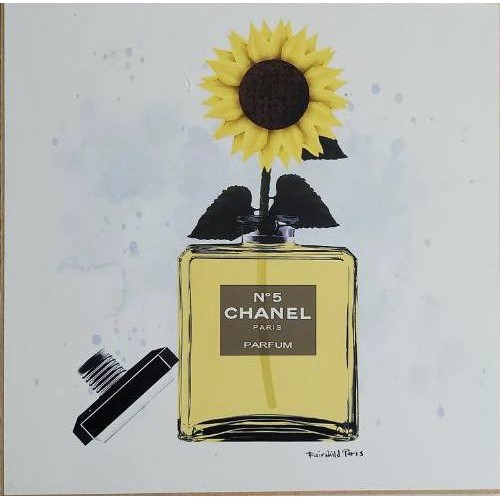 Fairchild Paris Chanel Bottle Sunflower Hanging Plaque