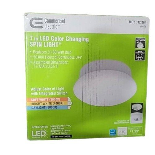 Commercial Electric 7 In LED Color Changing Spin Light Flush Mount 1002 312 164