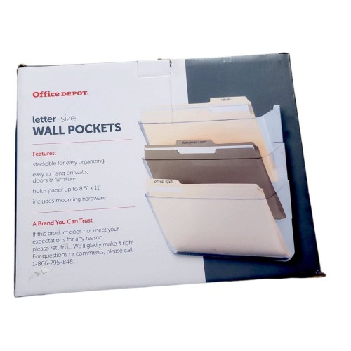 Wall Pockets, Letter Size, Clear, Pack Of 3 Office Depot NEW