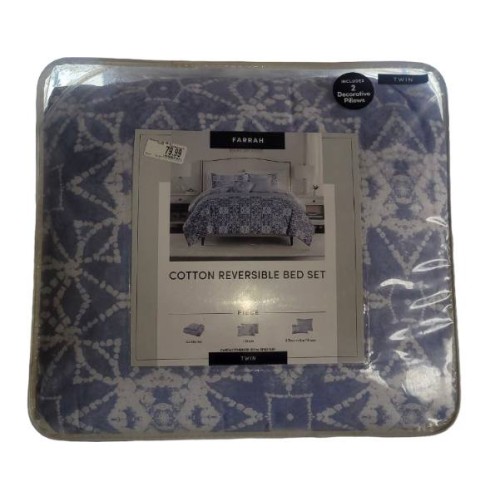 Farrah 4-Piece Twin Comforter Set in Blue