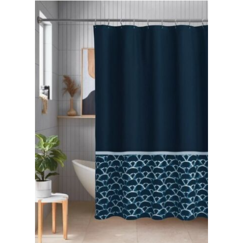 Studio 3B Kiko Shibori Scallop 72" x 72" Shower Curtain in Navy/White