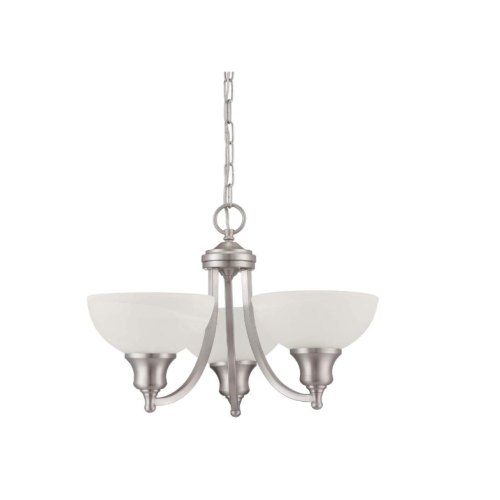 Sunset Lighting - Lighting - 3-Light 100w Chandelier In Satin Nickel - Steel, Glass - Steel;Glass - 12-1/2in. D X 12-1/2in. H - Satin Nickel