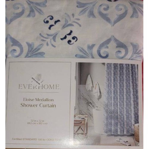 Everhome Eloise Medallion 72-Inch x 72 Inch Shower Curtain in Skyway