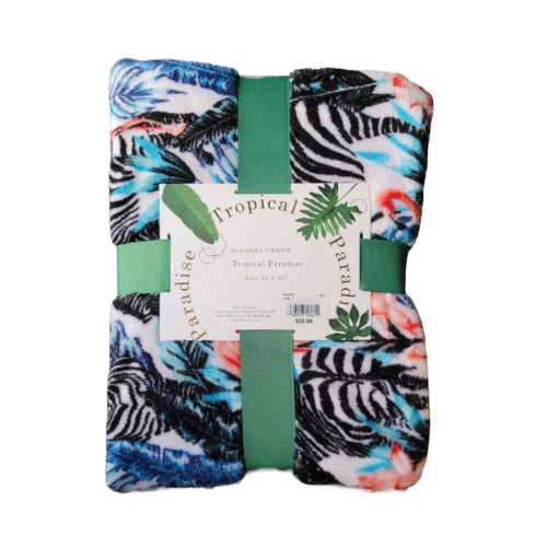 Tropical Paradise Foliage - Zebras Throw Blanket 50"x 60"