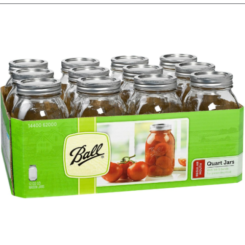 Ball Mason Jars, Quart, Regular Mouth