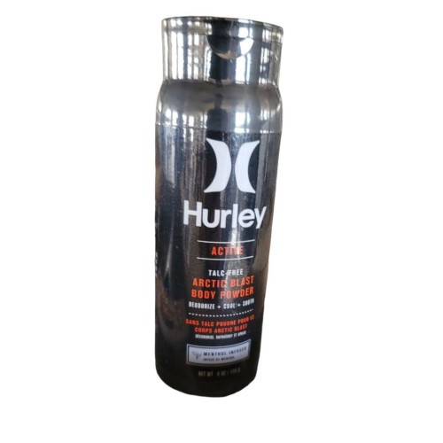 Hurley Active Talc-Free Artic Blast Body Powder Menthol Infused 6 oz