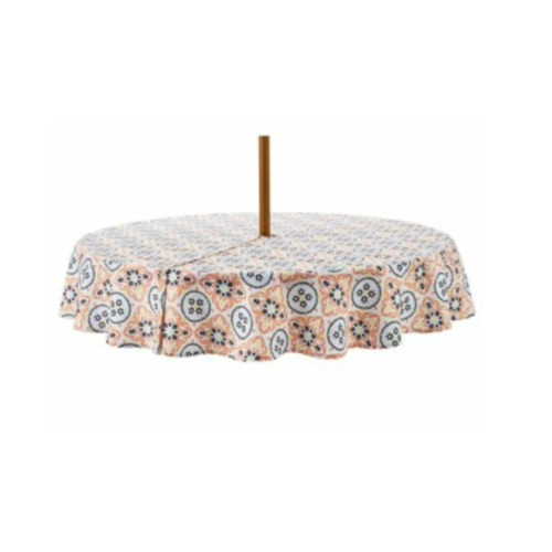 Everhome Taverna Tile Indoor/Outdoor 70" Round Tablecloth with Umbrella Hole