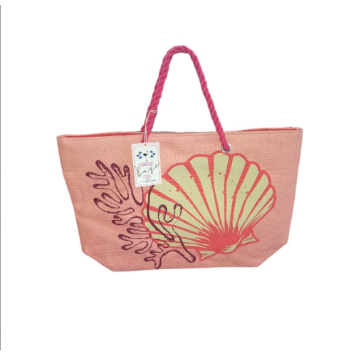 Paradise Bag Pink Tote Seashell and Sparkle