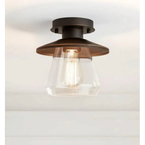 Northmoore 1-Light Oil Rubbed Bronze and Glass Vintage Semi-Flush Mount