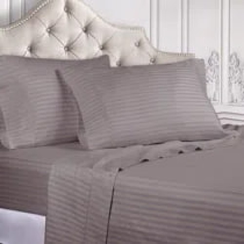 Nestwell Silky & Smooth Egyptian Cotton Sateen Sheet Set Full Dove Stripe