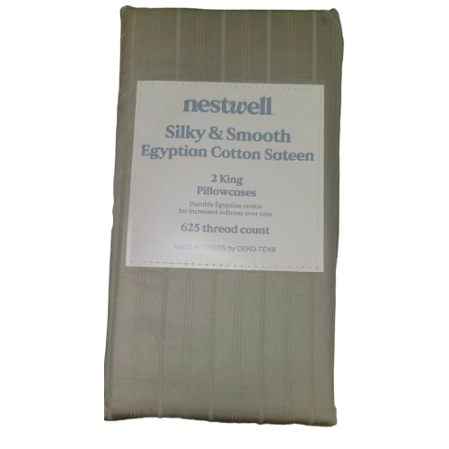 Nestwell Silky & Smooth Egyptian Cotton Sateen Sheet Set Full Dove Stripe