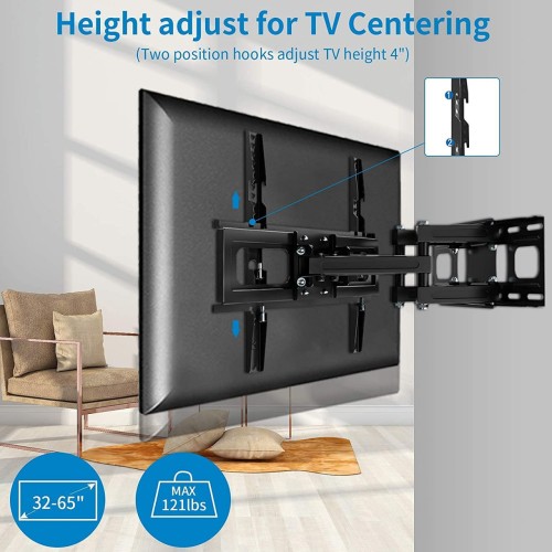 Everstone ARL506D-ES Full Motion TV Wall Mount Fit for 23 - 65 inch TV's - Black