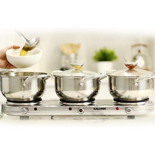 Kalorik Triple Burner Buffet Set, Stainless Steel