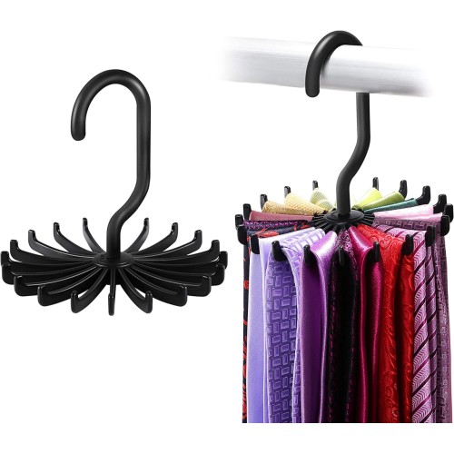  Updated Twirl Tie Rack Belt Hanger Holder Hook for Closet Organizer Storage