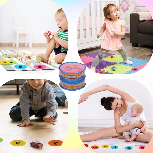 36 Pack Carpet Spot Markers Nylon Carpet Spot Sit Markers Circles Marker Dots with Numbers 1 to 36 for Kindergarten Preschool Kids and Teachers (6 Colors)