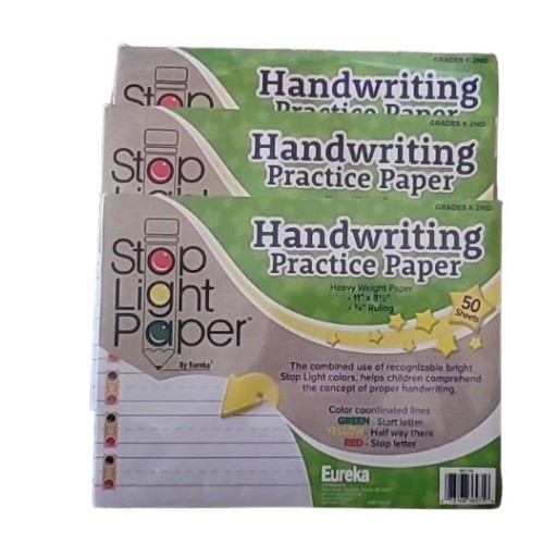 3 pack Stop Light Handwriting Practice Paper - 50 Sheet Note Pad