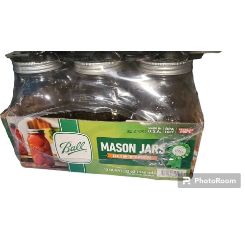 Ball Mason Jars, Regular Mouth Quart (Set of 12)