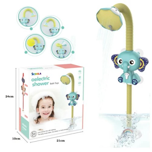 Fajiabao Elephant Bath Toys for Toddlers, Bathtub Game, Infant Electric Shower Head, with Sucker Baby Accessories, Water Games, Adjustable Sprinkler in Tub, Bathroom Birthday Gift for Boys Girls 2 3 4