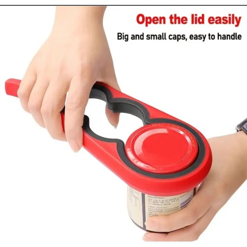 Multi-Functional Bottle Opener - Non-Slip Can Opener for All Sizes RED