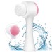 Brife Double Sided Facial Brush Manual Face Cleansing Brush Superfine Synthetic Hair Brush Handheld Silicon Brush (Pink)