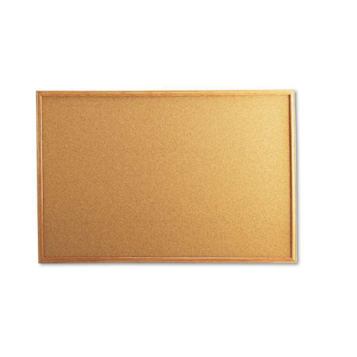 Universal® Cork Board with Oak Style Frame, 36 x 24, Natural, Oak