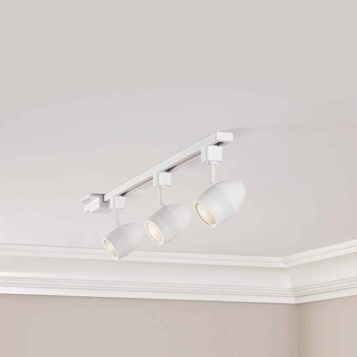 4 ft. 3-Light White Integrated LED Linear Track Lighting Kit with Round Back