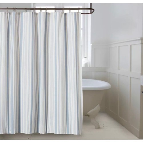  Bee & Willow Home 72" x 72" Blue Fog Home Coastal Stripe Shower Curtain