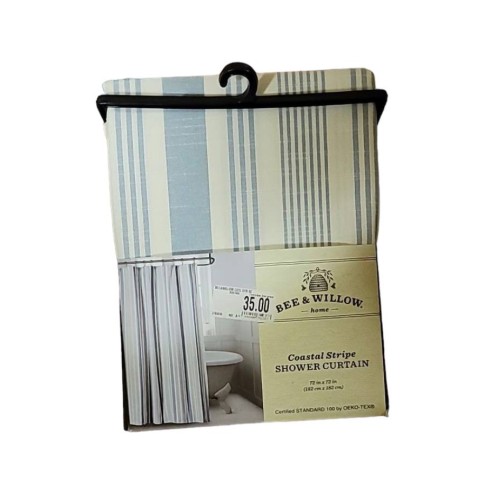  Bee & Willow Home 72" x 72" Blue Fog Home Coastal Stripe Shower Curtain