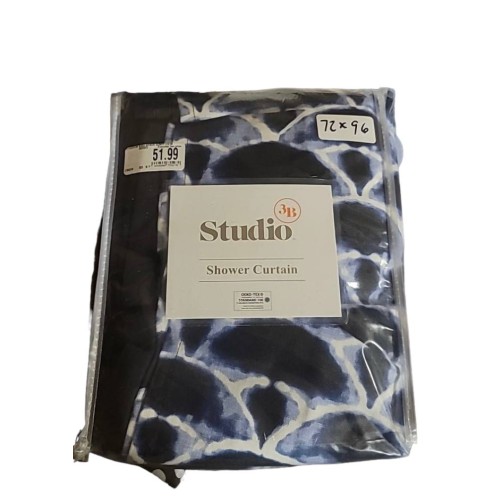 Kiko Shibori Shower Curtain - Navy/ White - 72" x 96"