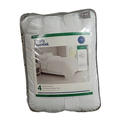 White Simply Essential™ Seersucker Polyester Single Comforter Set