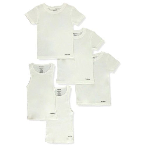 Isotoner Boys' 5-Piece Crew Neck T-Shirts And Tank Tops Set - white, 6/8