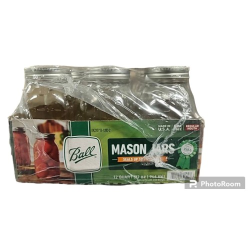 Ball Mason Jars, Regular Mouth Quart (Set of 12)