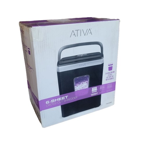 Ativa® 6-Sheet Cross-Cut Shredder, Black