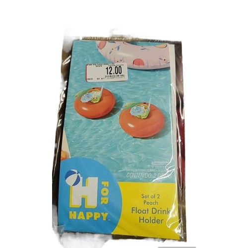 H for Happy Inflatable Drink Floats in Peach (Set of 2)