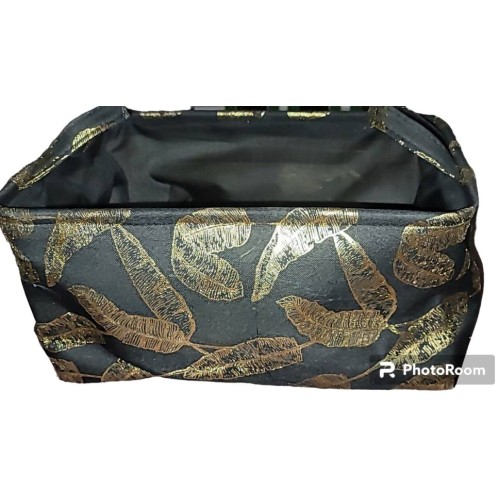 Large Fabric collapsible tote bin with metallic feathers