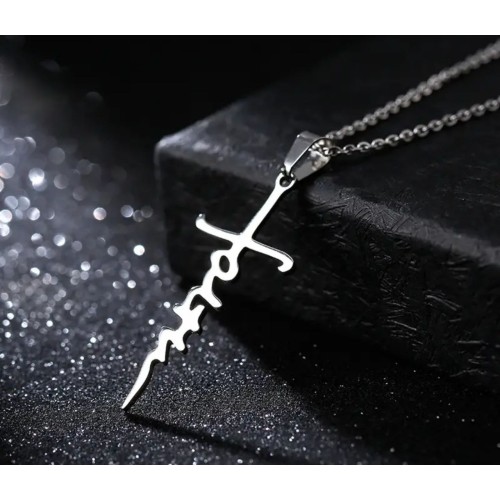 New Stainless Steel Faith Cross Necklace For Men Women, 19 Inches Necklace Jewelry