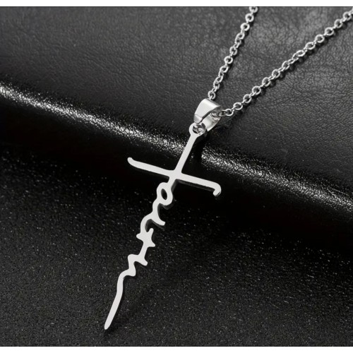 New Stainless Steel Faith Cross Necklace For Men Women, 19 Inches Necklace Jewelry