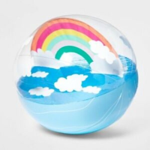 [[Sun Squad] SUN Inflatable Beach Ball 24 Inch Diameter Rainbow