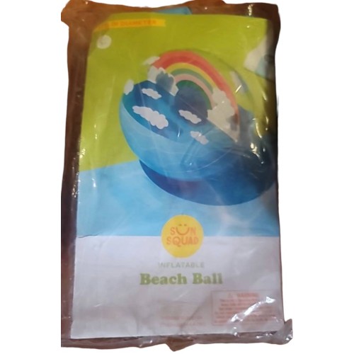 [Sun Squad] SUN Inflatable Beach Ball 24 Inch Diameter Rainbow