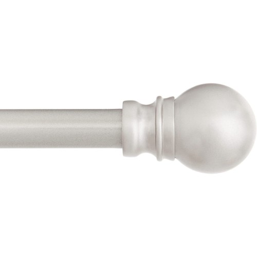 Kenney Davenport Ball End Petite Café Decorative Window Curtain Rod, 28-48" Adjustable Length, Brushed Nickel Finish, 1/2" Diameter Steel Tube