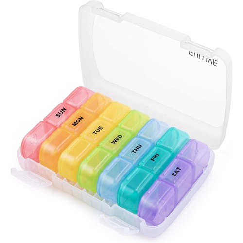 Weekly Pill Organizer, Fullive 3 Times a Day Pill Case Box, Extra Large Daily Medication Reminder, Portable 7 Day Pill Dispenser for Vitamins Fish Oils and Supplements