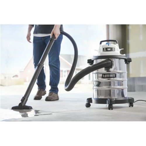 Hart 6-Gallon Stainless Steel Wet/Dry Vacuum With Cartridge Filter