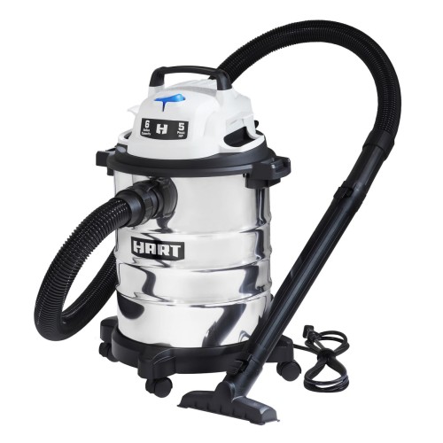 Hart 6-Gallon Stainless Steel Wet/Dry Vacuum With Cartridge Filter