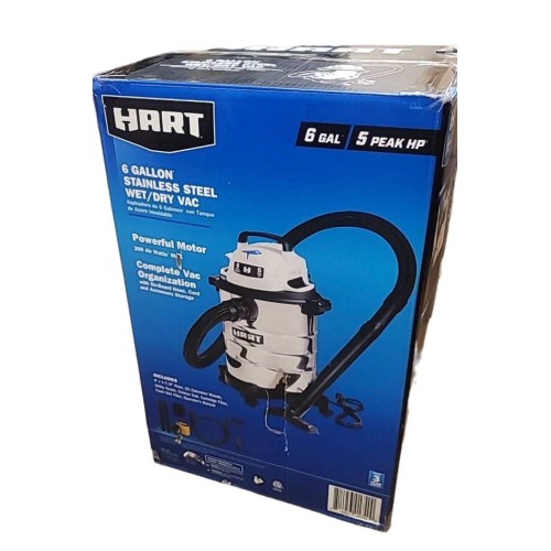 Hart 6-Gallon Stainless Steel Wet/Dry Vacuum With Cartridge Filter