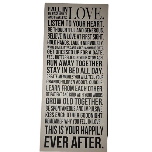 Fall in Love Narrow White Canvas Wall Art Print, 36" x 16" Family Home Decor