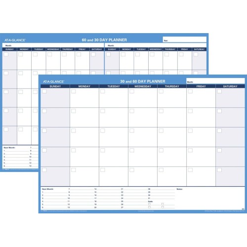 AT-A-GLANCE PM33328 30/60-Day Undated Horizontal Erasable Wall Planner, 48 x 32, White/Blue